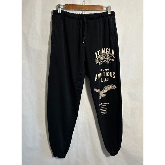 YoungLA The Immortal Joggers M STYLE #233 Black Pockets Cuffed Sweatpants - Picture 2 of 12